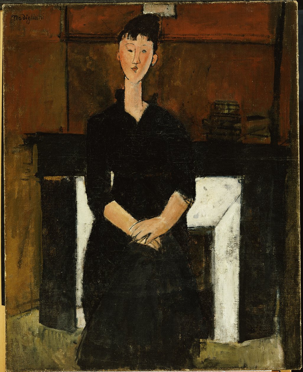 Kvinne ved en peis, 1915 av Amedeo Modigliani