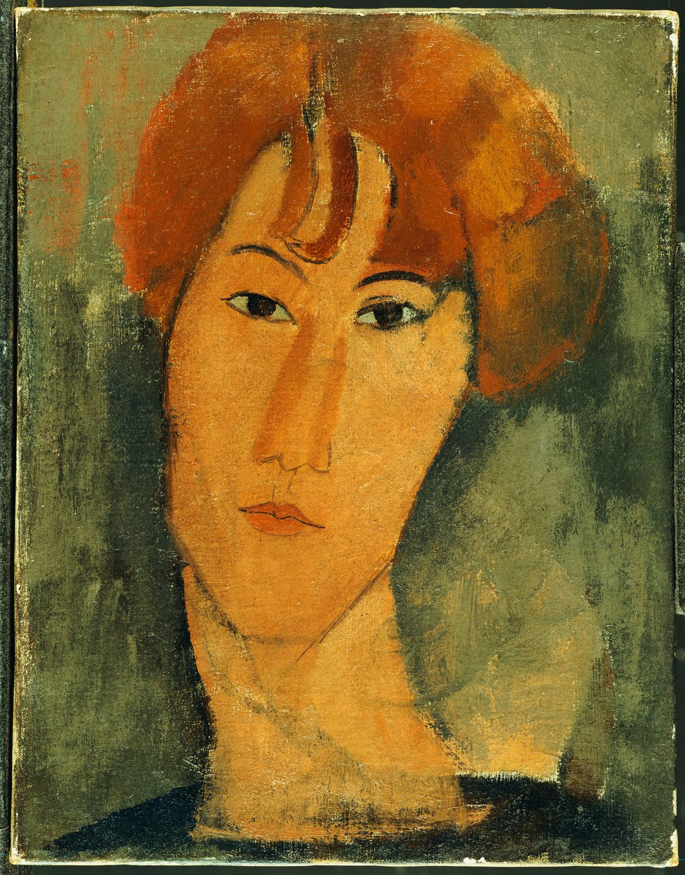 Ung kvinne med rødt hår iført en krage av Amedeo Modigliani