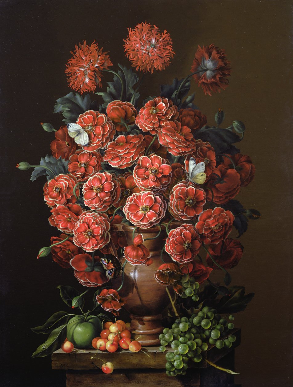 Valmuer i en terrakottavase, 2000 av Amelia Kleiser