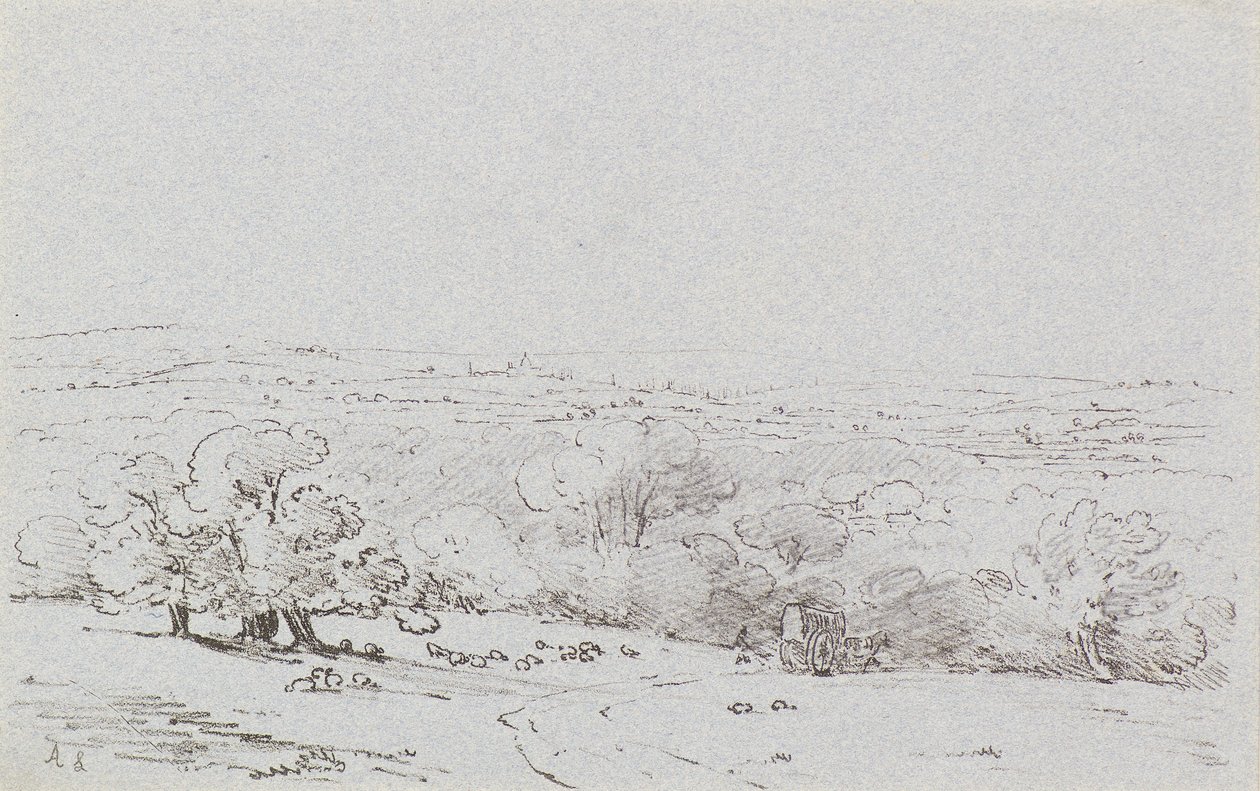 Carriage Approach to Bromley Hill, ca. 1803 (etsing) av Amelia Long