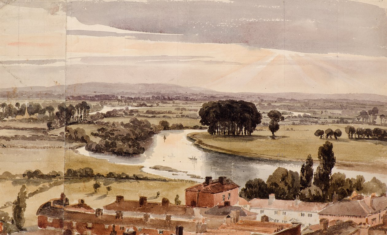 Panoramautsikt over landskapet, ca. 1804 (akvarell) av Amelia Long