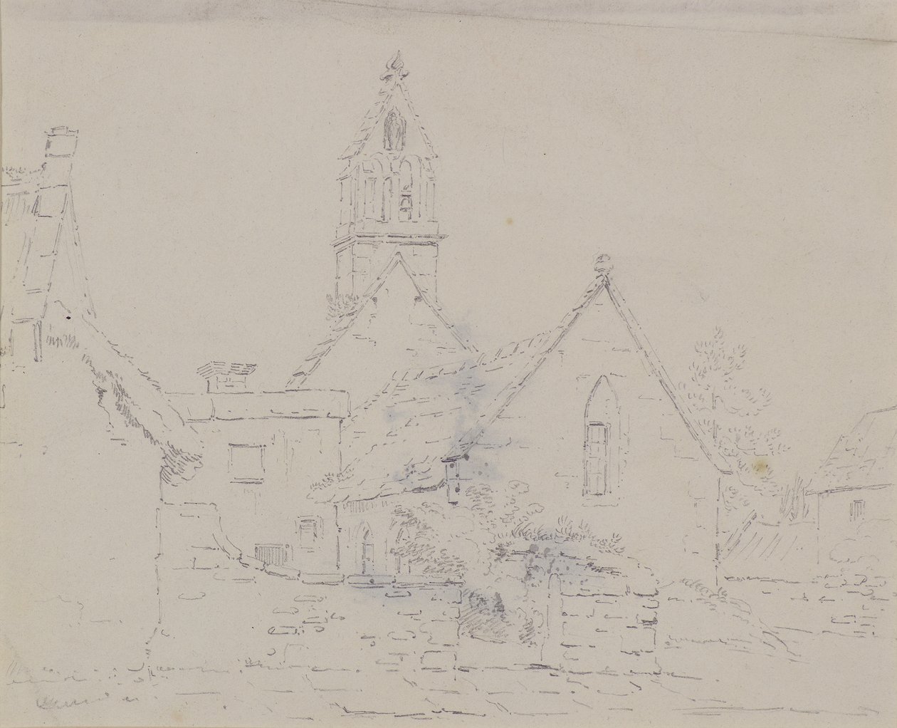 Ødelagt kirke, ca. 1803 (blyant) av Amelia Long