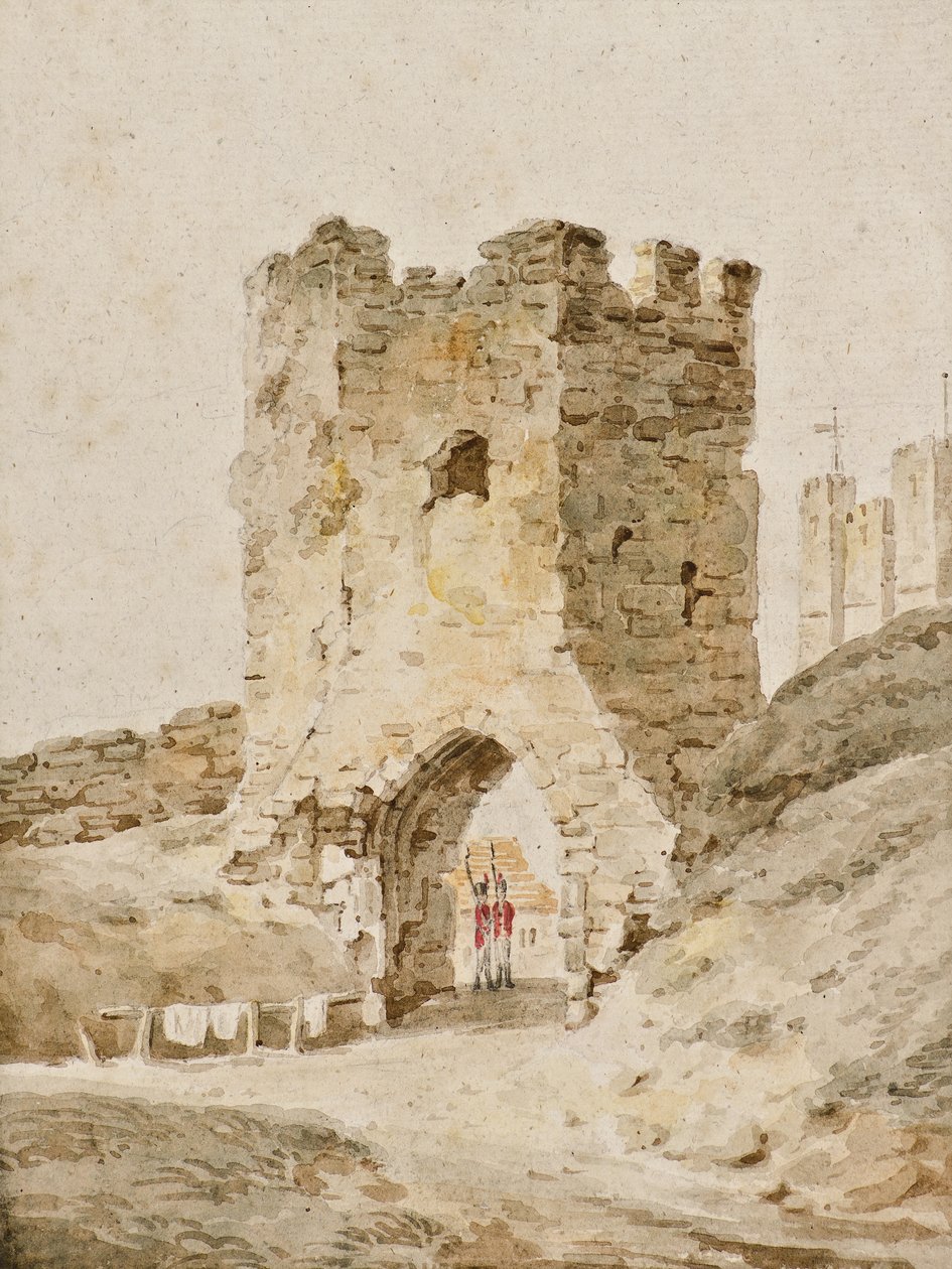 To soldater på vakt ved Dover Castle, ca. 1805 (akvarell) av Amelia Long
