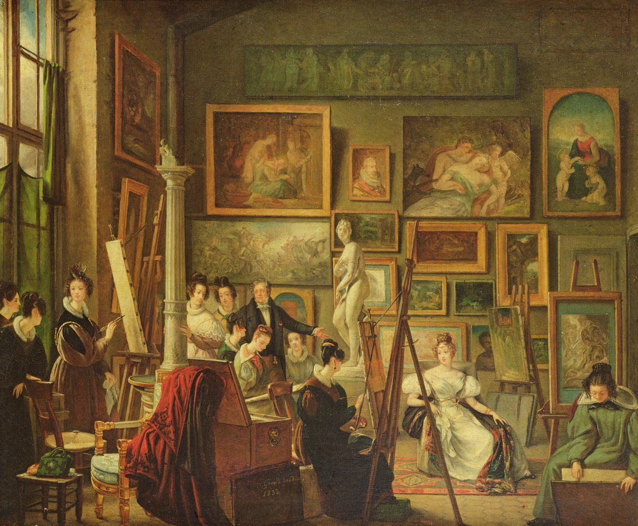 Kunstnerens studio, 1833 av Amelie Legrand de Saint Aubin