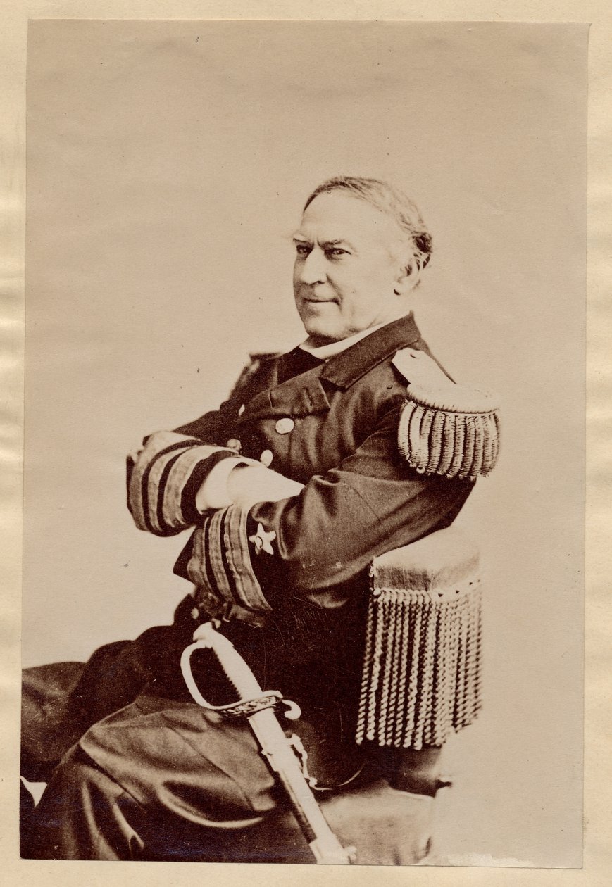 David Glasgow Farragut (1801-70), amerikansk sjøoffiser, flaggoffiser under borgerkrigen, senere admiral (albumfoto) av American Photographer