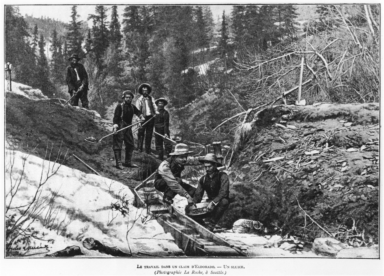 Gold Mining in Alaska, illustrasjon fra Lectures pour tous, ca. 1898-99 av American Photographer