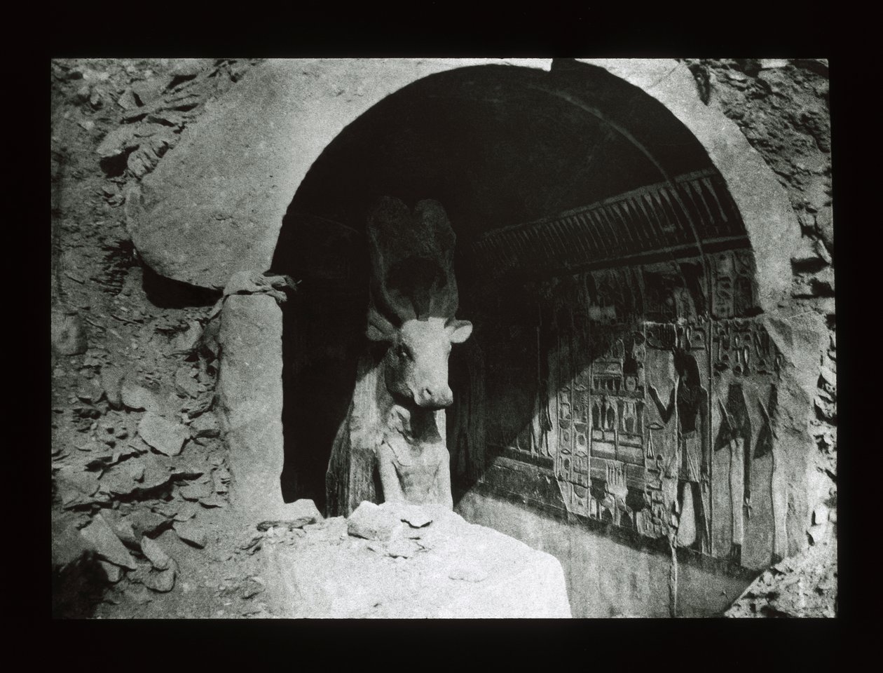 Hathor-ku i en helligdom fra det 18. dynastiet, Deir El-Bahri (lanternesklie) av American Photographer