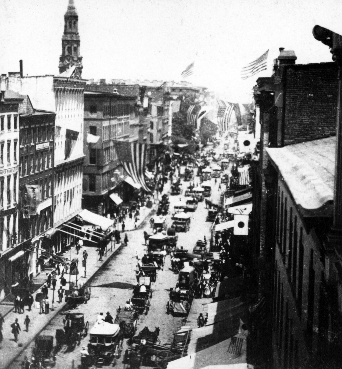 Panorama fra Western Union Telegraph Office, New York, ca. 1890-tallet av American Photographer