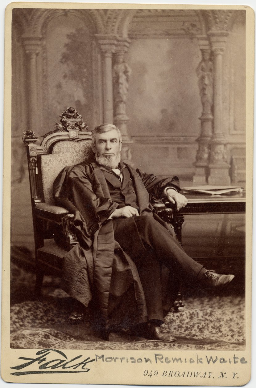 Remick Morrison Waite (1816-88), sjefsjef i USA; bilde av Benjamin Falk, New York (albumfoto) av American Photographer