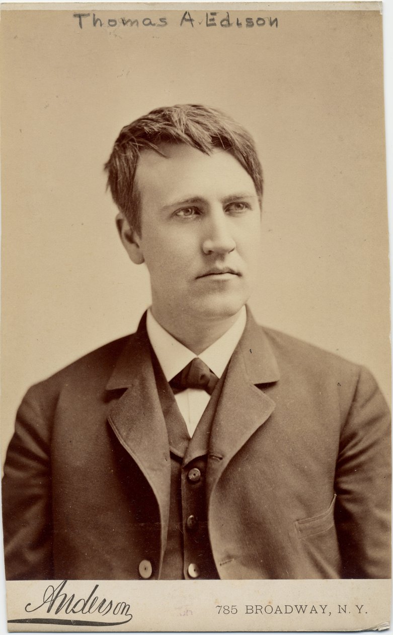 Thomas Alva Edison (1847-1931), amerikansk oppfinner, foto av Anderson, New York (albumfoto) av American Photographer