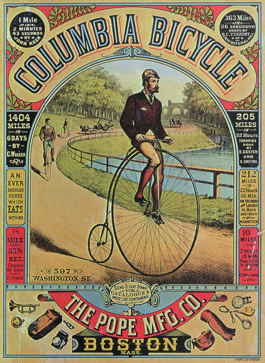 Annonse for Columbia Bicycle av The Pope MFG Co., Boston av American School