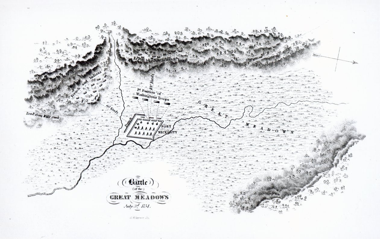 Battle of the Great Meadows, 3. juli 1754 av American School