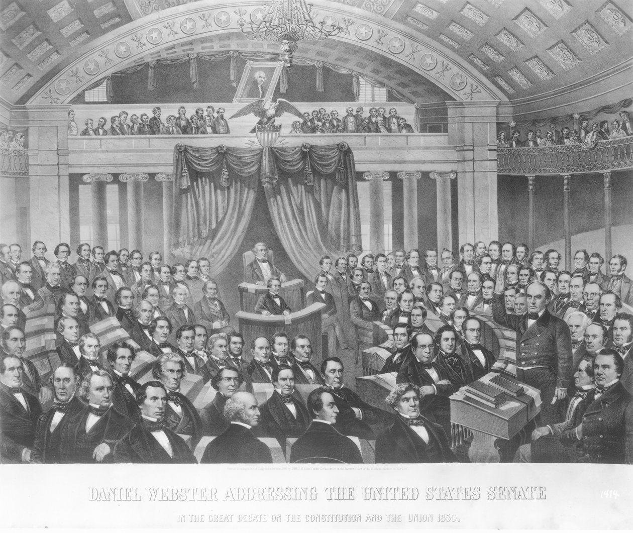 Daniel Webster henvendte seg til USAs senat i den store debatten om grunnloven og unionen i 1850, 1860 av American School