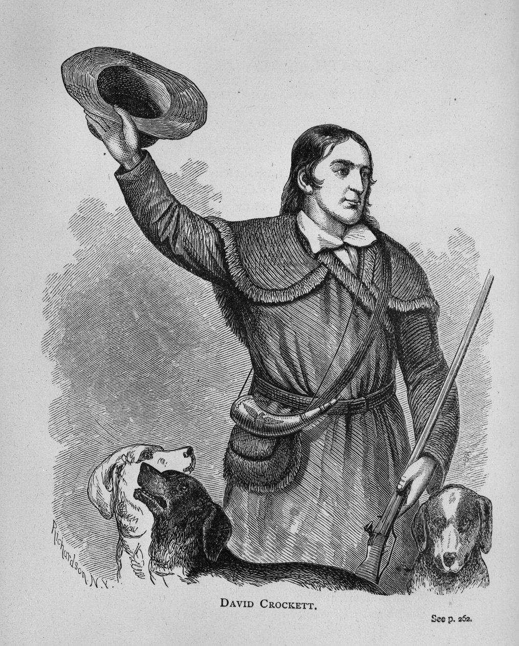 David Crockett, fra Texas History Scrapbook av American School