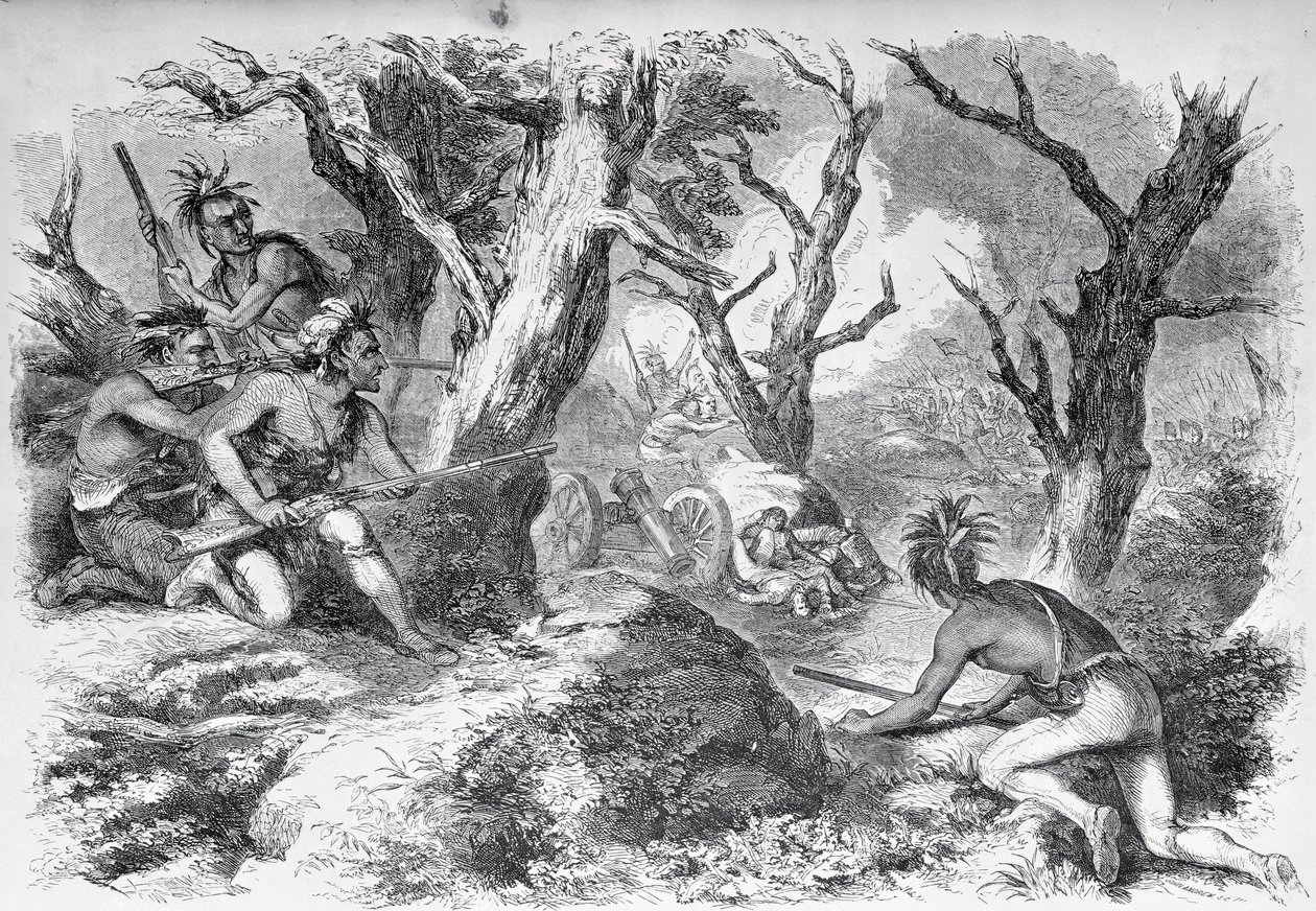 Nederlag av general Braddock, i den franske og indiske krigen, i Virginia, i 1755, fra 