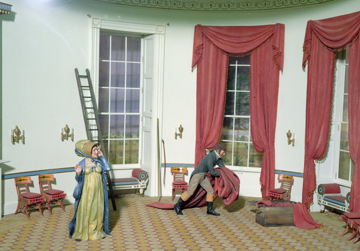 Dolley Madison fjerner malerier fra Det hvite hus, 1814 av American School