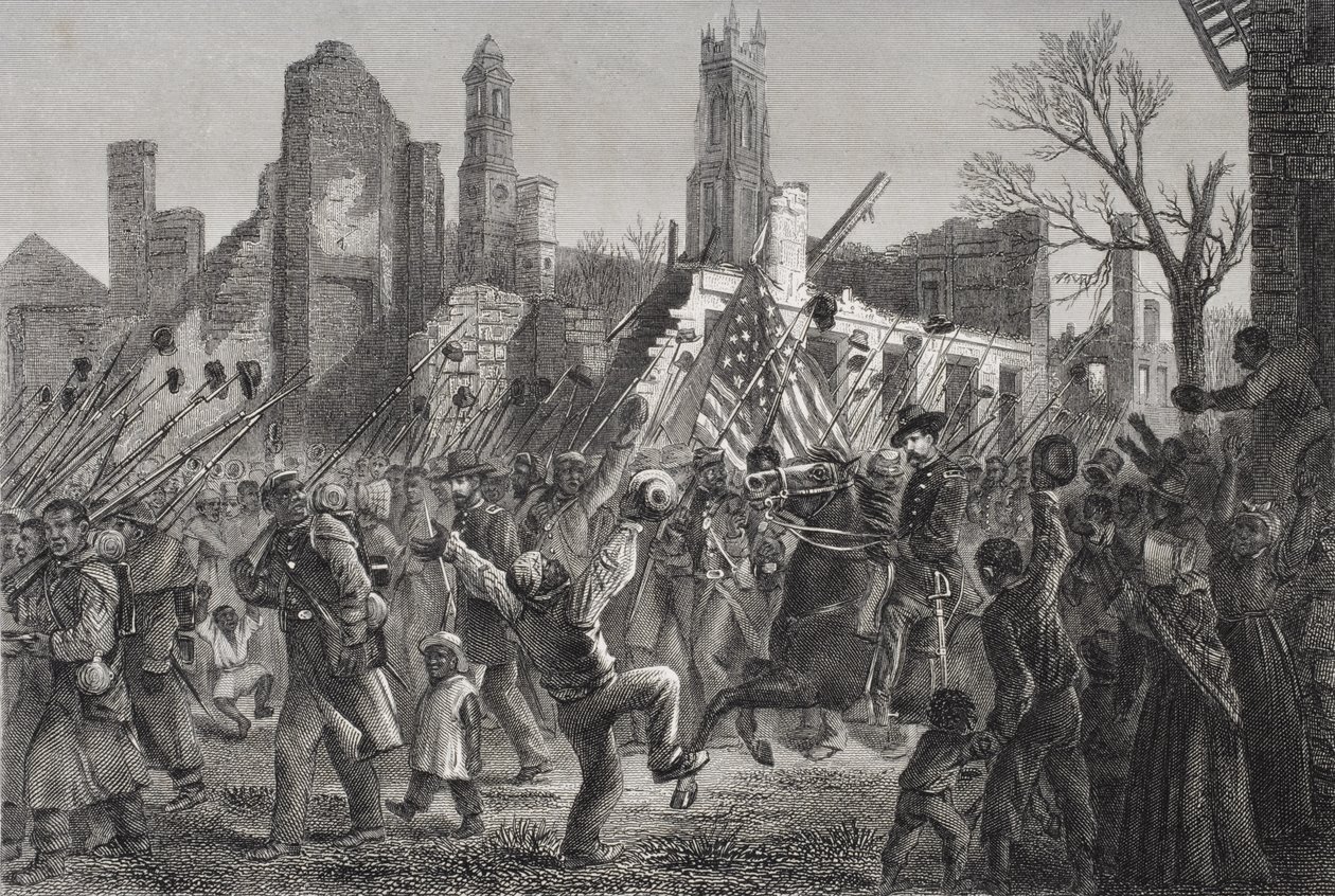 Inngangen til det 55. Massachusetts Colored Regiment i Charleston, West Virginia, 21. februar 1865 av American School