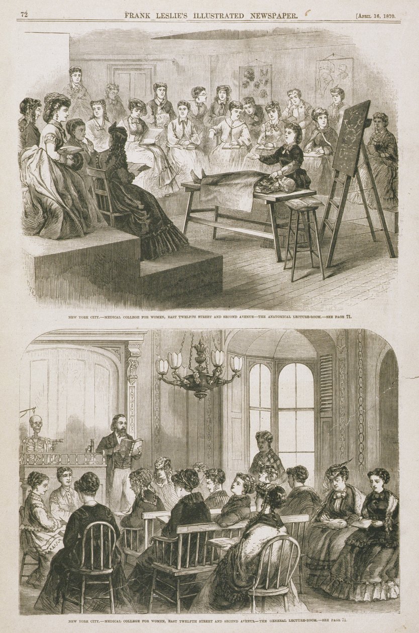 Kvinnelige medisinstudenter på en forelesning, 1870 av American School