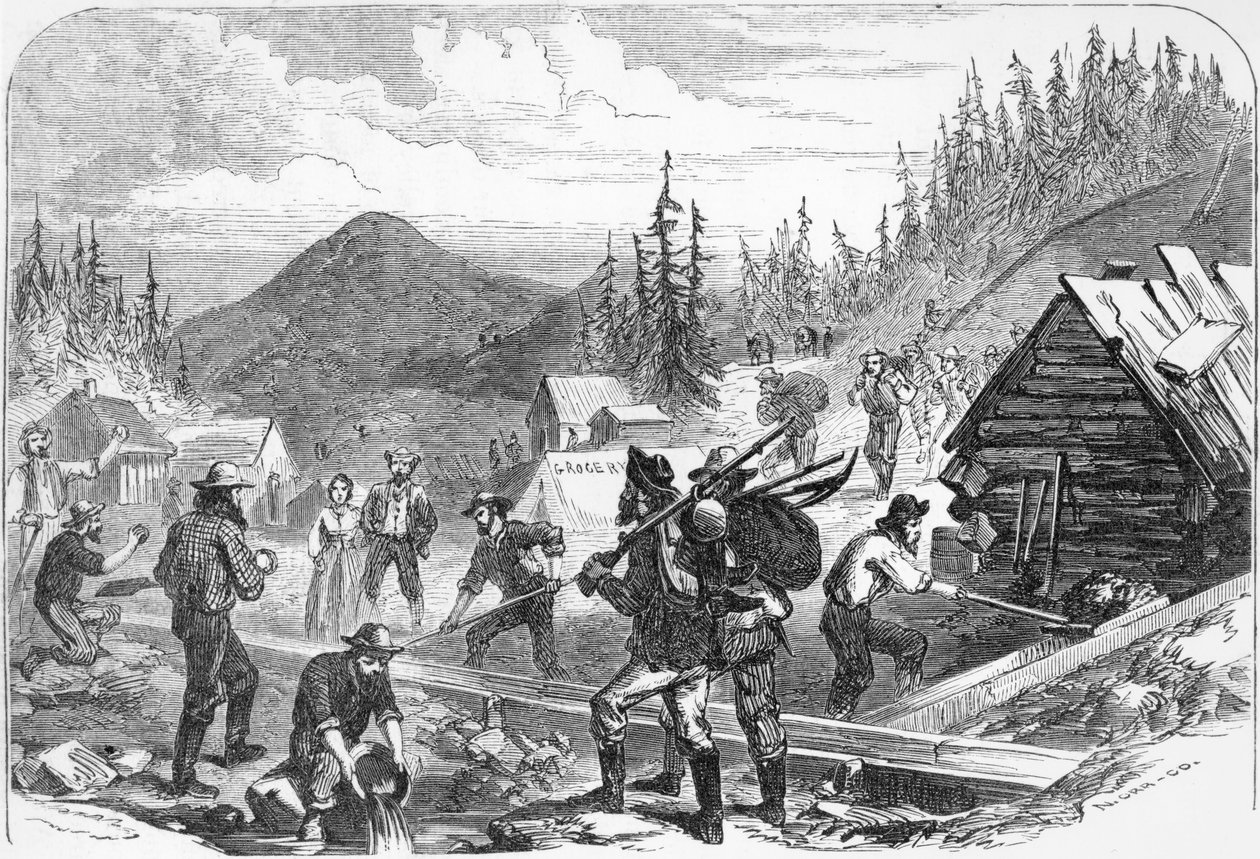 Gregory Gold Diggings, Colorado, gravert av G. Orr, mai 1859 av American School