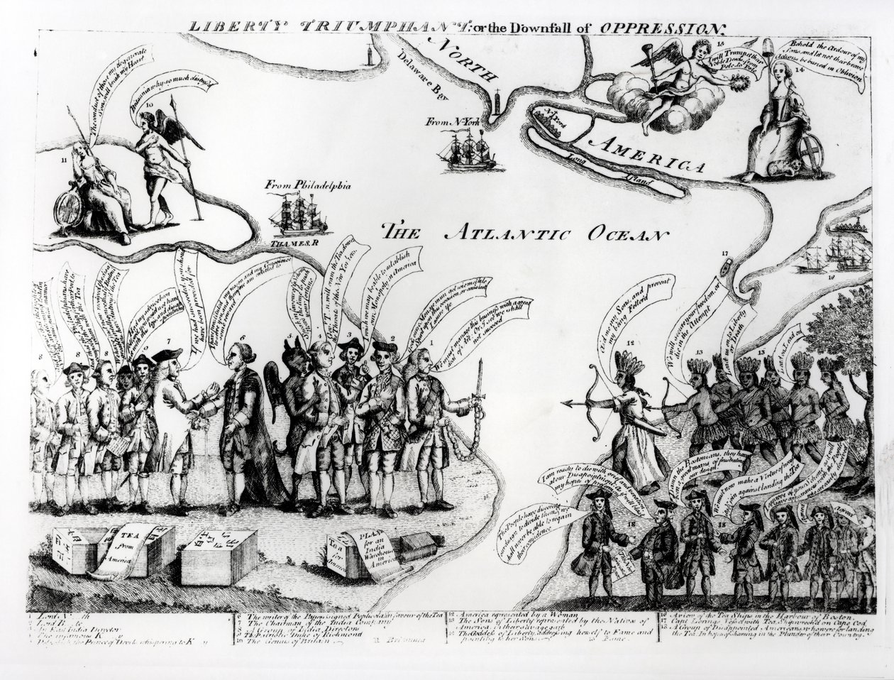 Liberty Triumphant, eller undertrykkelsens fall, 1773 av American School