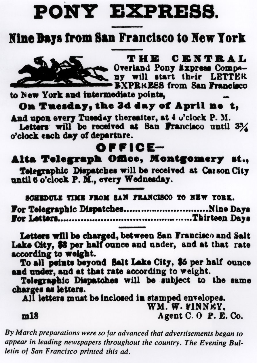 Pony Express, ni dager fra San Francisco til New York av American School