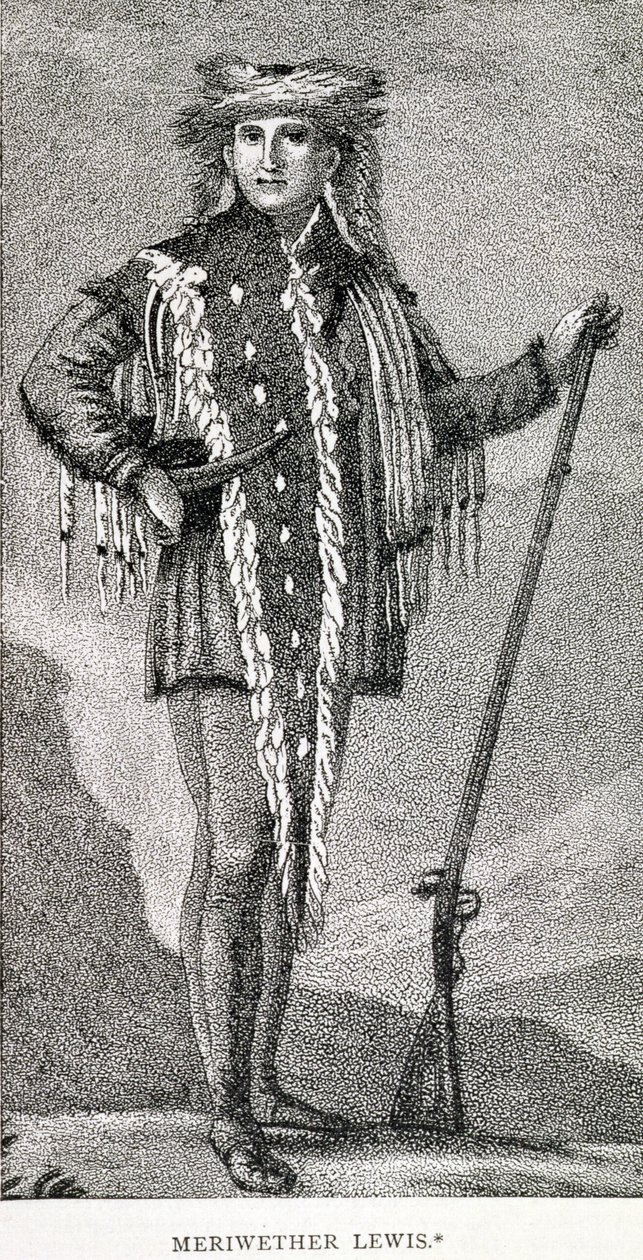 Portrett av Meriwether Lewis (1774-1809) gravert av Stuckland, publisert i Analectic Magazine, 1815 av American School