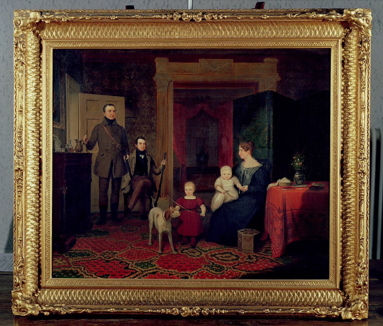 Portrett av Van Cortland-familien, ca. 1830 (olje) av American School