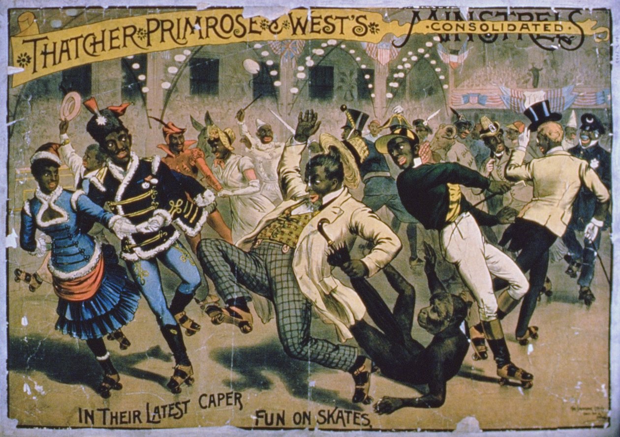 Plakat for Thatcher, Primrose og Wests Consolidated Minstrels av American School