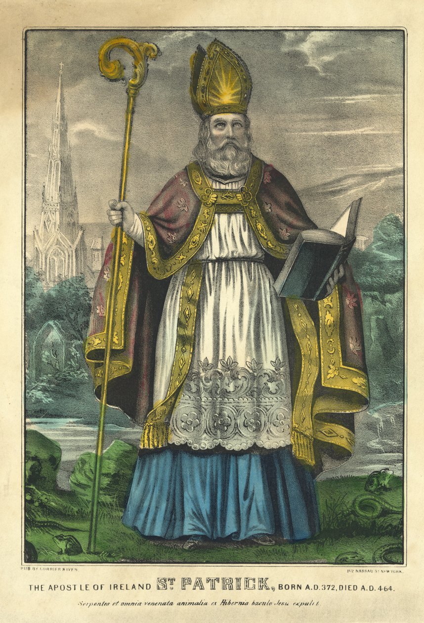 St Patrick, pub. Currier & Ives, ca. 1860 (håndfarget gravering) av American School