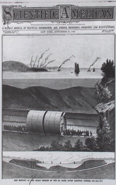 Underjordisk tunnel under St. Claire River, fra Scientific American 13. september 1890 av American School