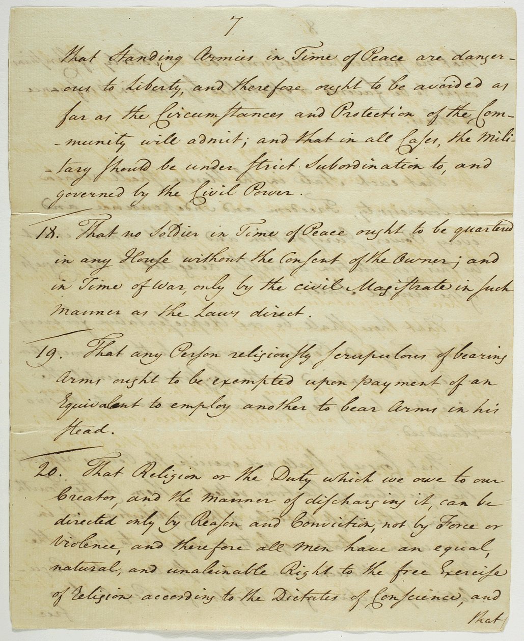 The Bill of Rights, kopi signert i Federal Hall, 1789 (blekk på papir) av American School