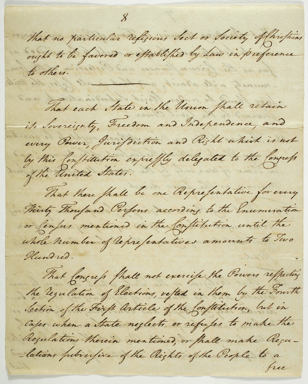The Bill of Rights, kopi signert i Federal Hall, 1789 (blekk på papir) av American School