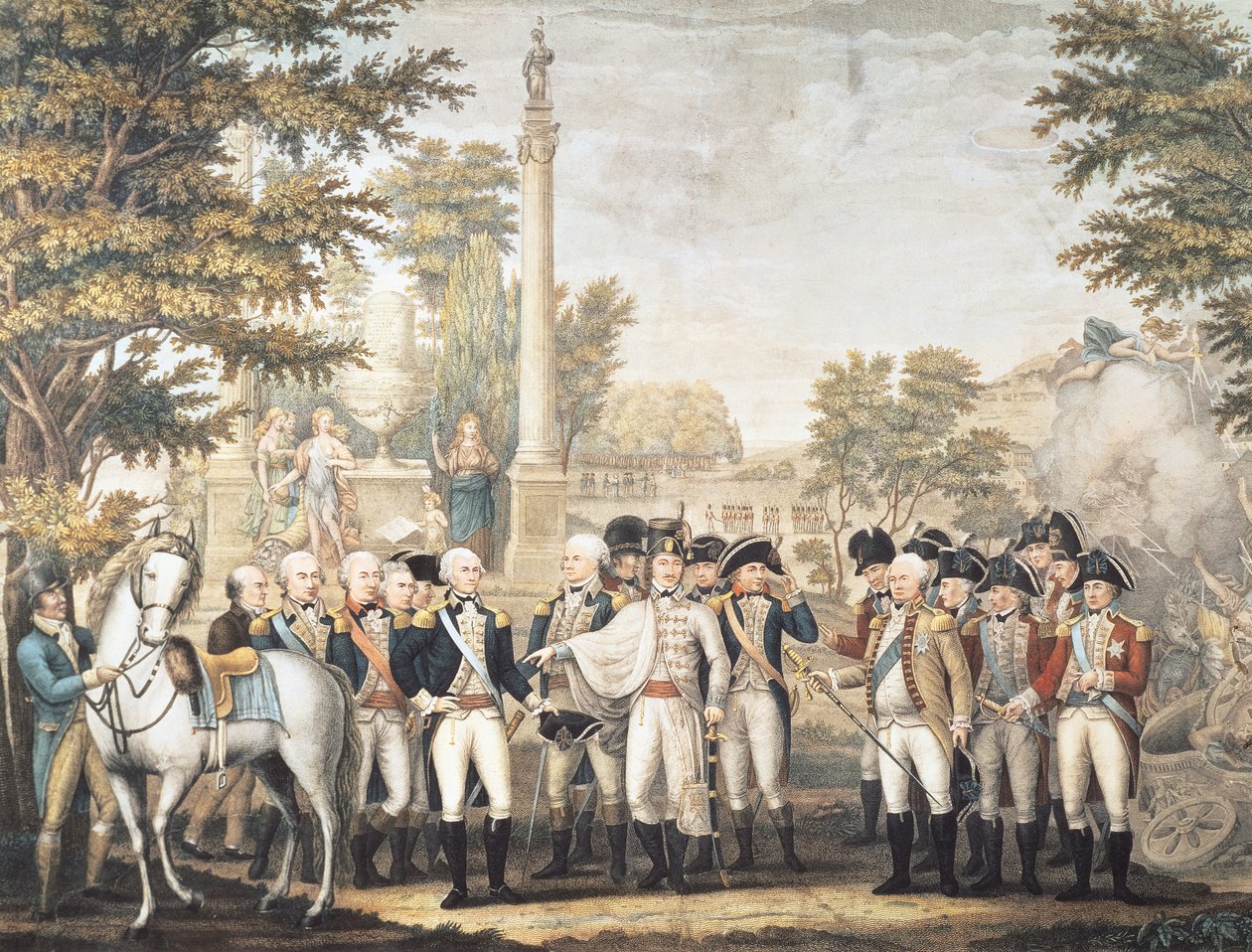 Britene overga seg til general Washington etter deres nederlag i Yorktown, Virginia, oktober 1781 av American School