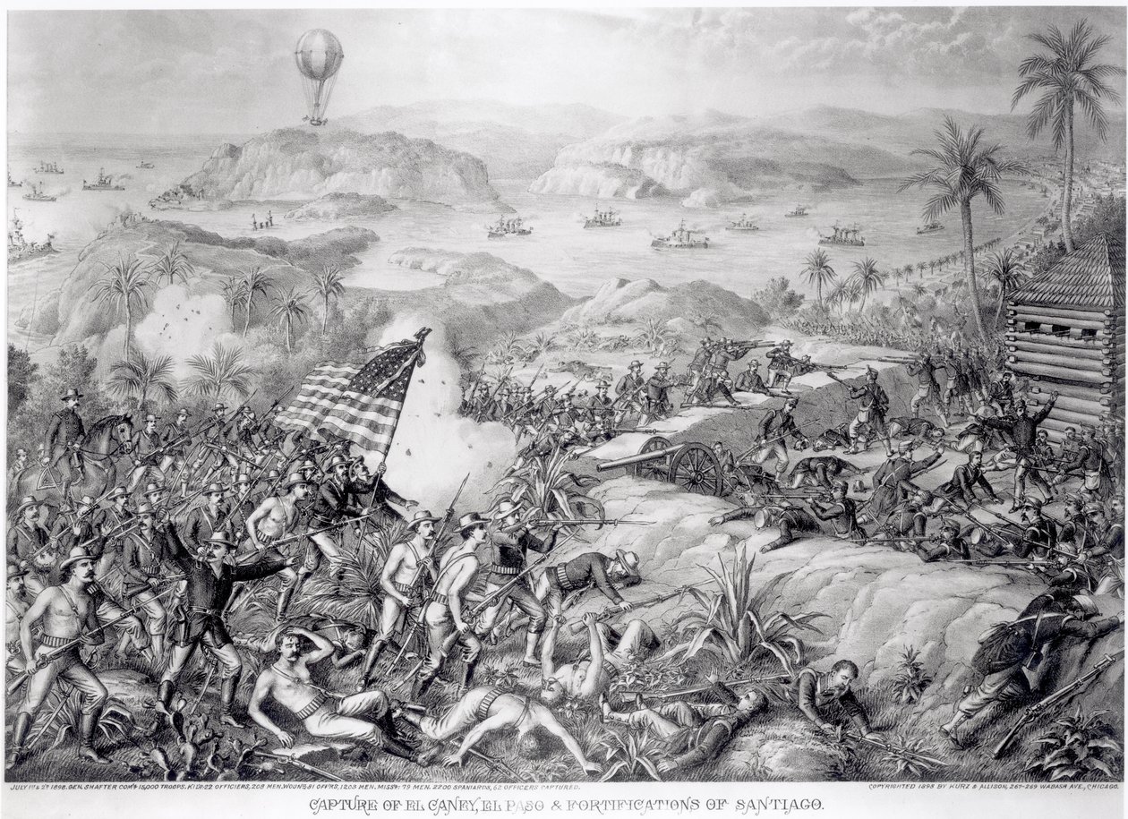 Fangsten av El Caney, El Paso og Santiagos festningsverk, juli 1898 av American School