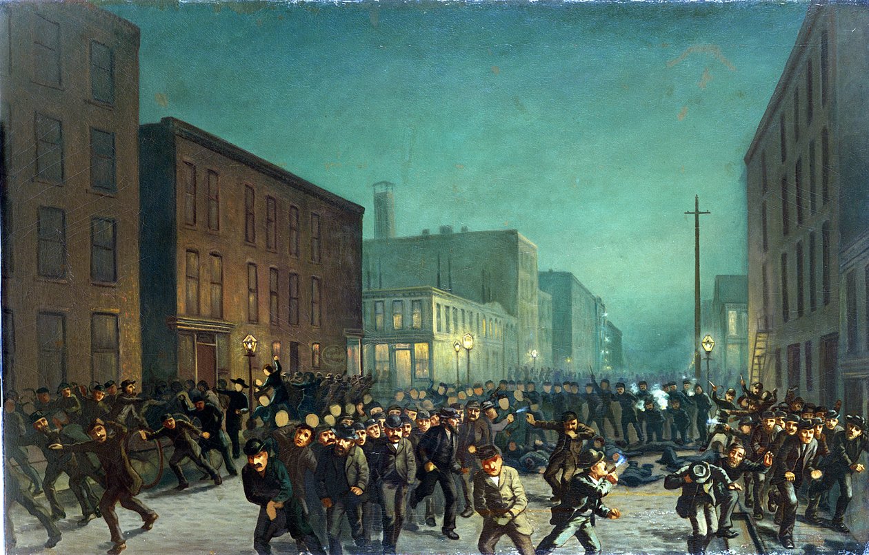 The Haymarket Riots, Chicago 1. mai 1866, ca. 1886 av American School