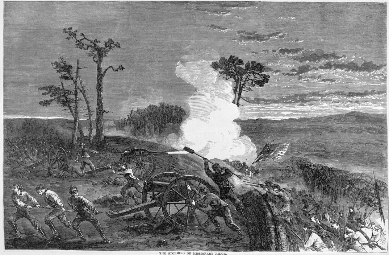 The Storming of Missionary Ridge, 1863, fra Harpers Pictorial History of the Civil War av American School
