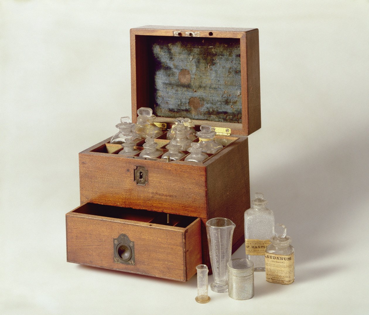 Reisende medisinkiste, ca. 1800 (tre) av American School