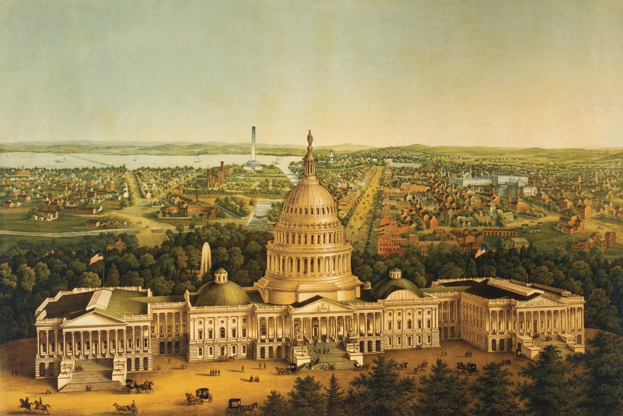 Washington, utsikt over byen ca. 1868 av American School