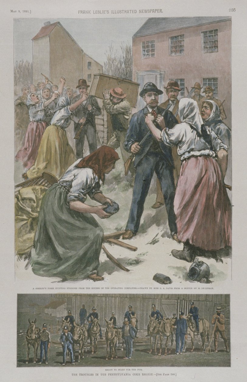 Streikerkvinner, klare til å konfrontere mennene i gruvene, 1891 av American School