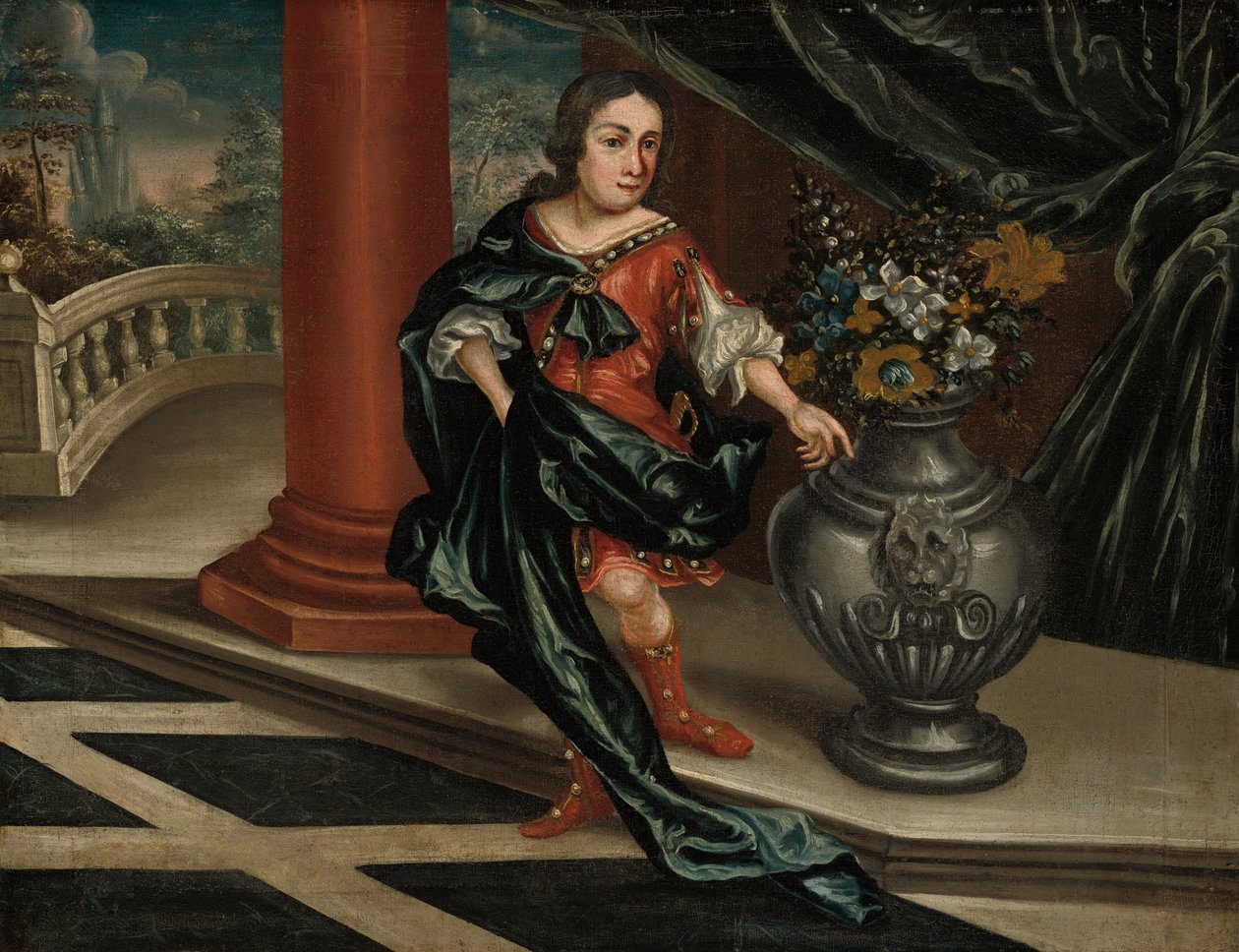 Ung mann på en terrasse av American 18th Century