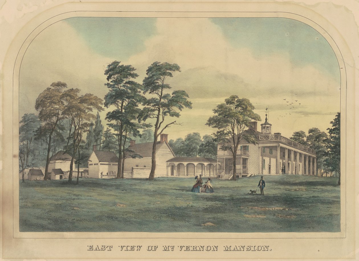 Østutsikt over Mount Vernon Mansion av American 19th Century