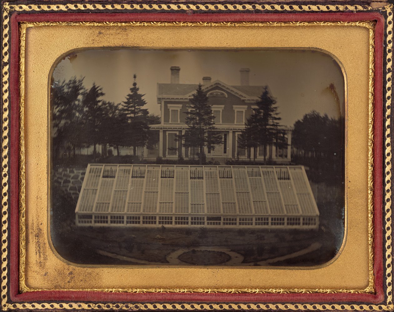 Hus med drivhus, Virginia av American 19th Century