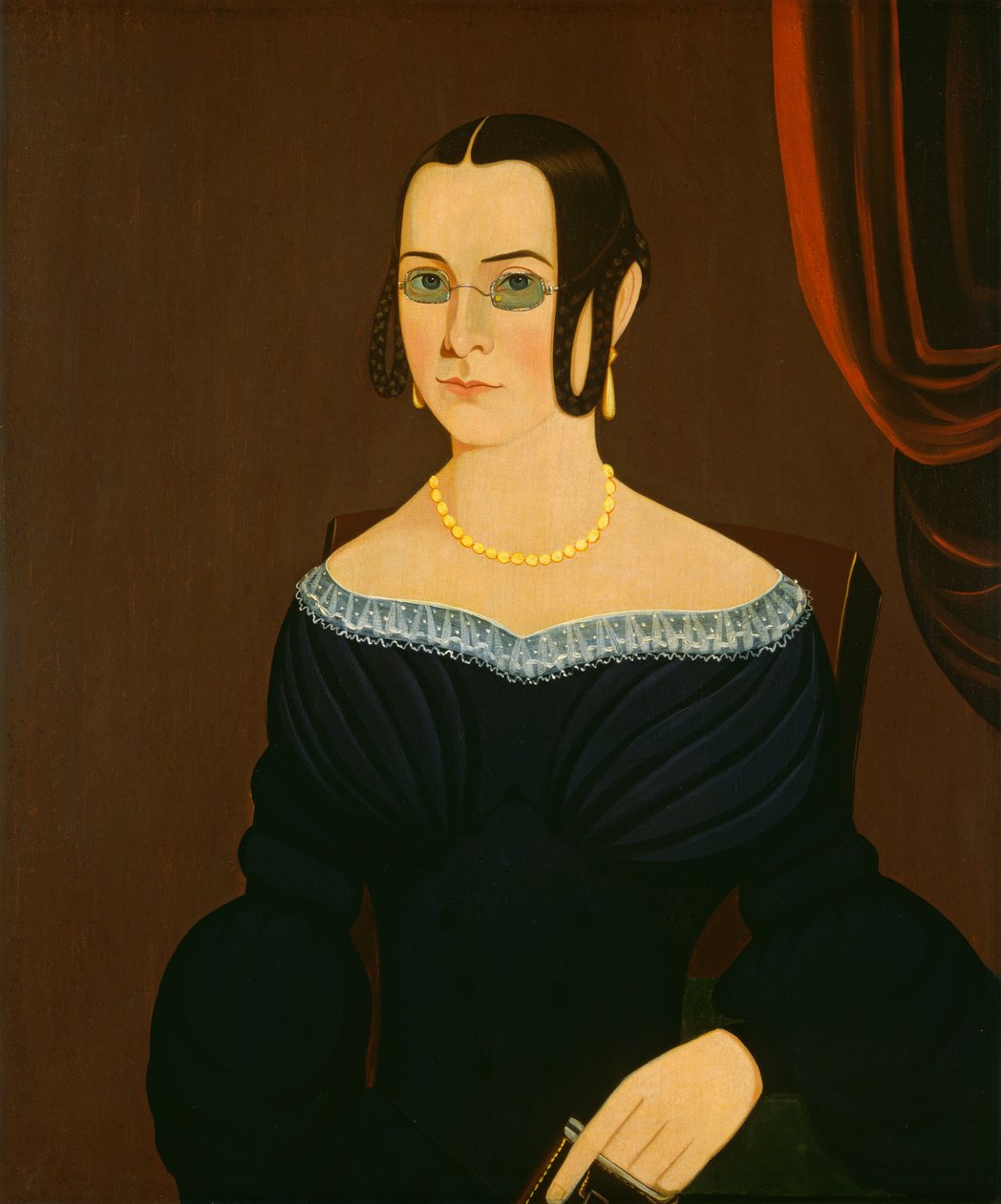 Dame med briller av American 19th Century