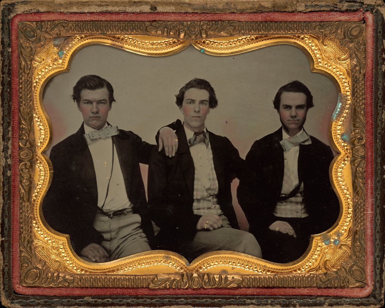 Portrett av tre unge menn av American 19th Century