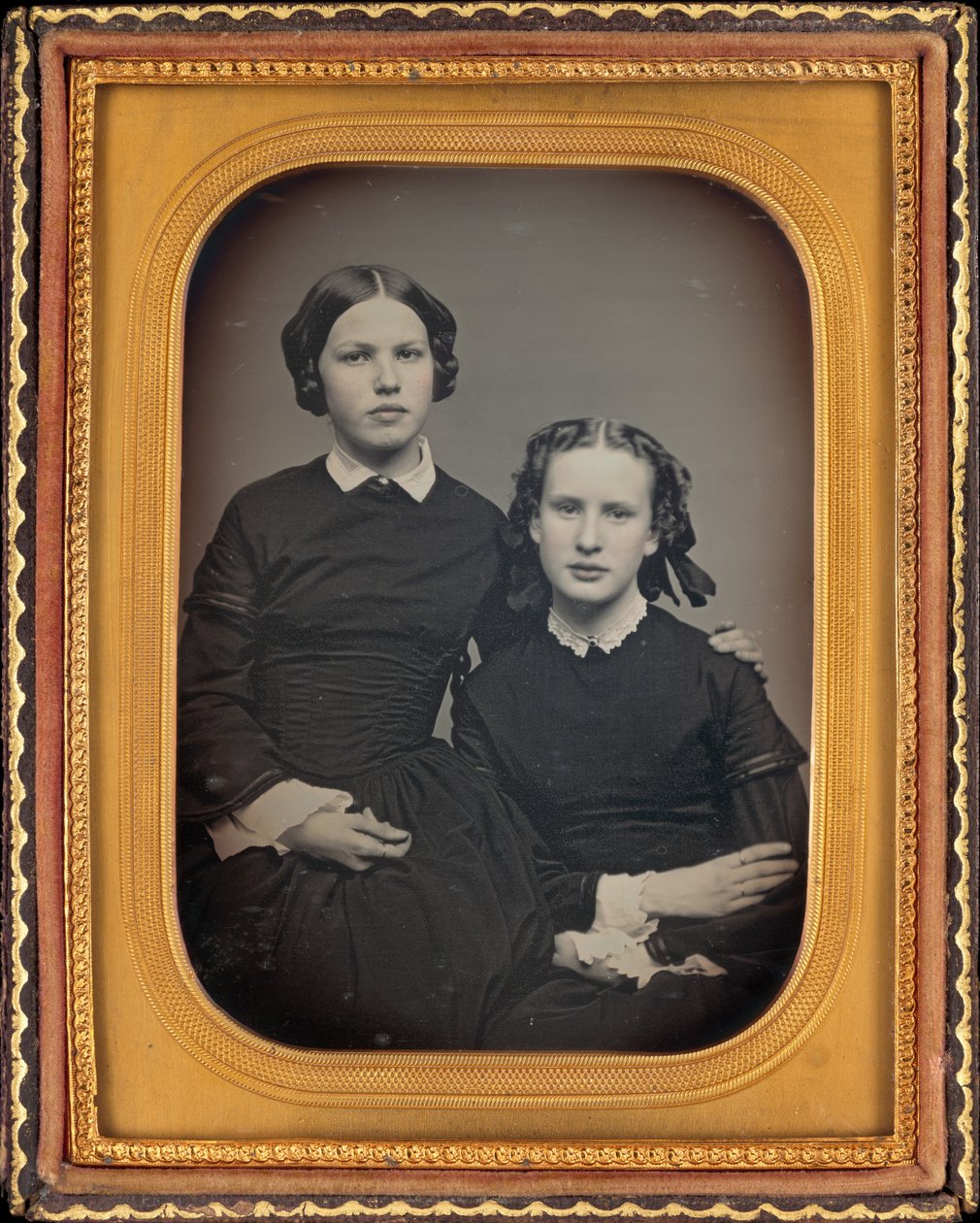 Portrett av to jenter av American 19th Century
