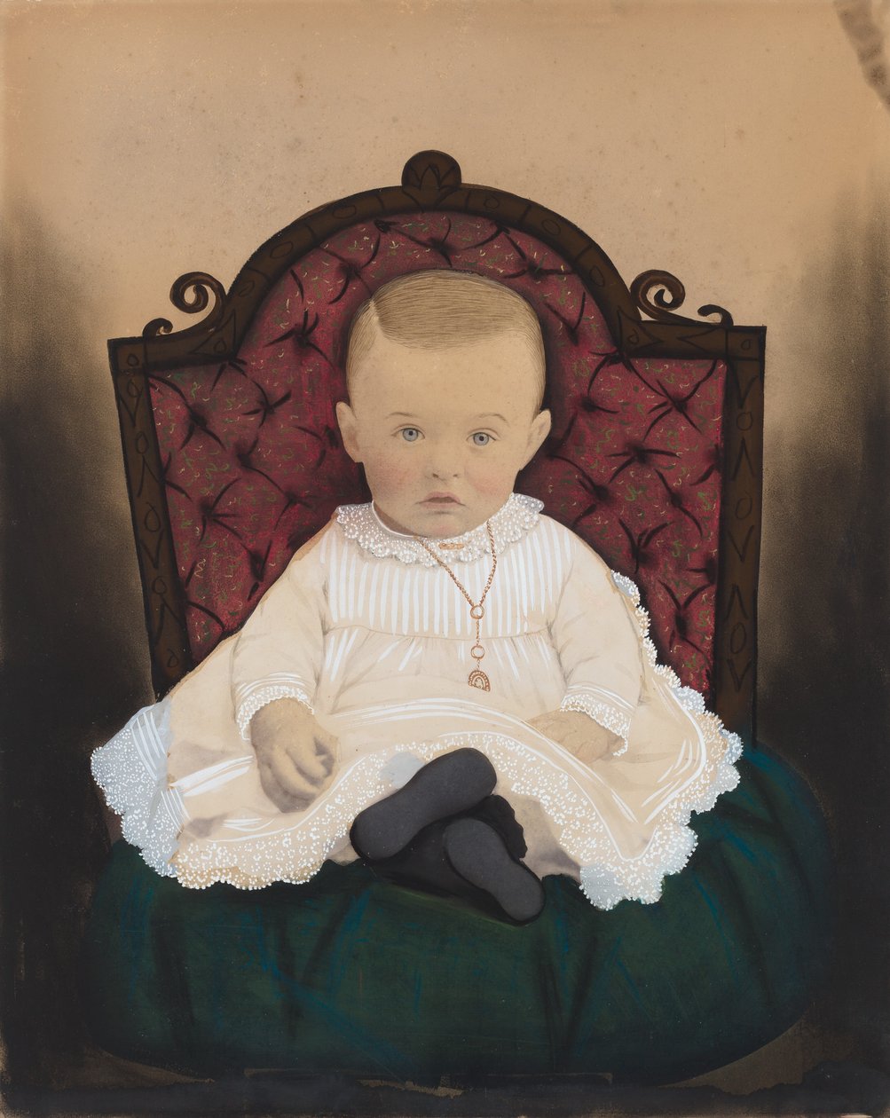 Portrett av en baby av American 19th Century