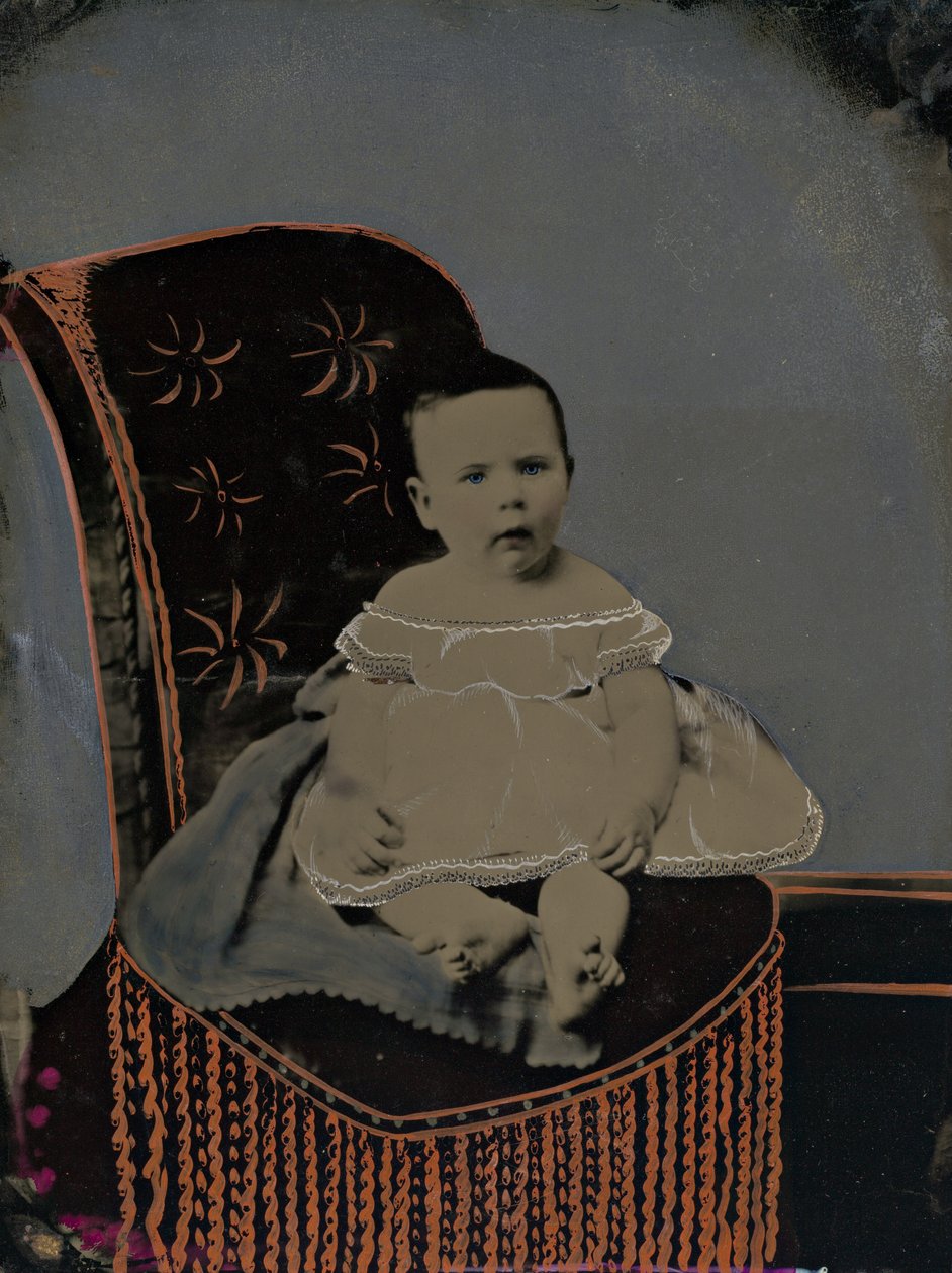 Portrett av en baby av American 19th Century