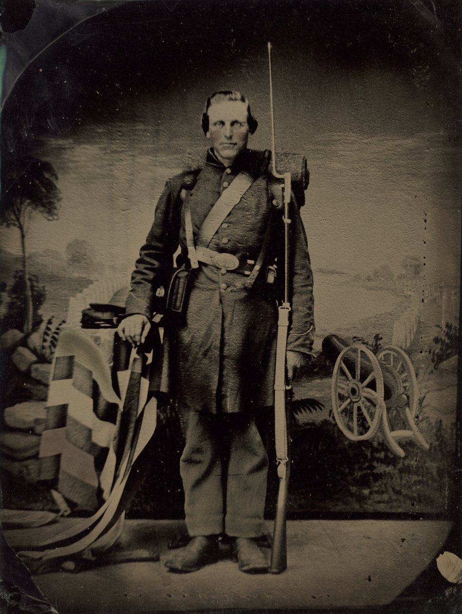 Portrett av en borgerkrigssoldat av American 19th Century