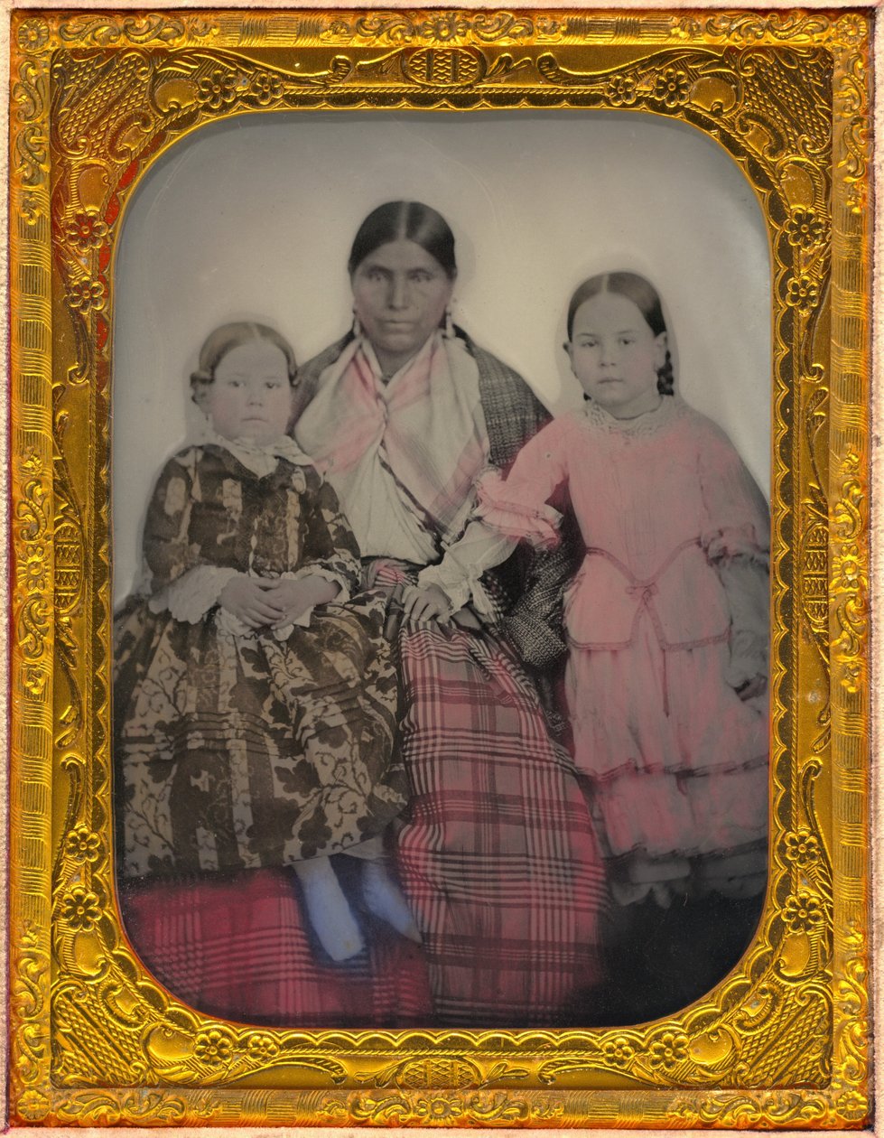 Portrett av en kvinne og to jenter av American 19th Century