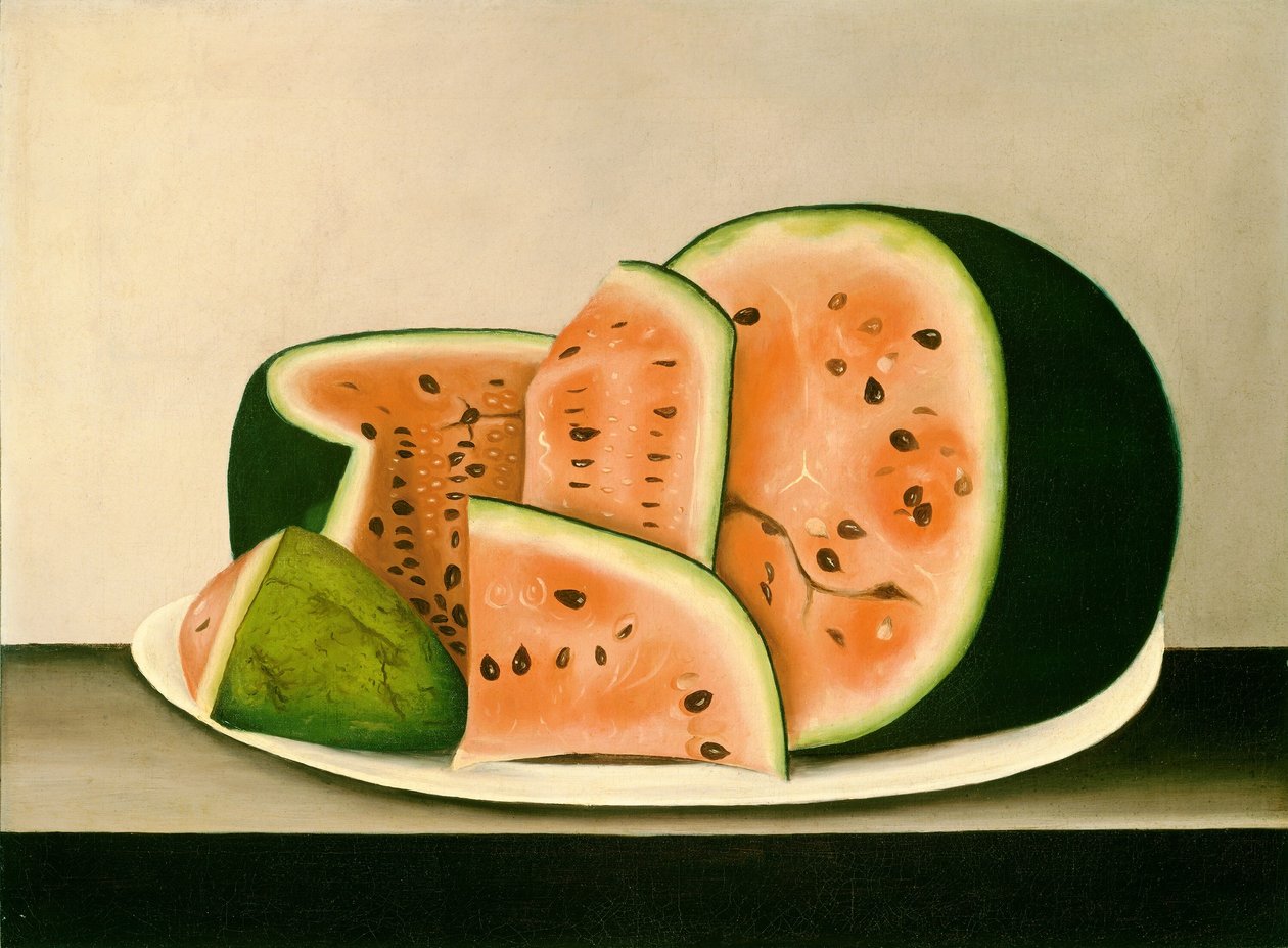Vannmelon på en tallerken av American 19th Century